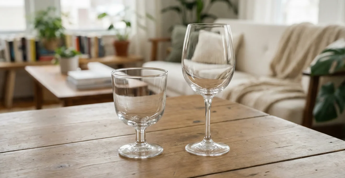 Deux verres à vin côte à côte révélant la différence d'épaisseur des parois cristallin