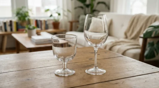 Deux verres à vin côte à côte révélant la différence d'épaisseur des parois cristallin