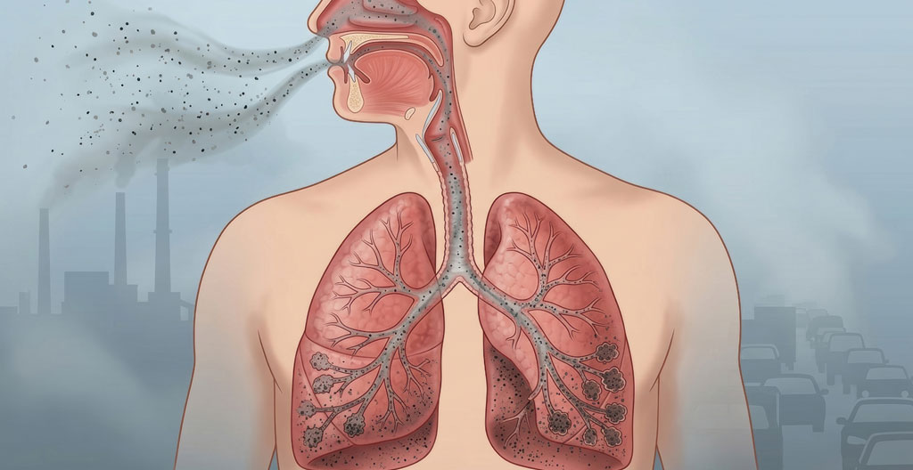 Illustration comparative des tailles de particules et de leur impact respiratoire