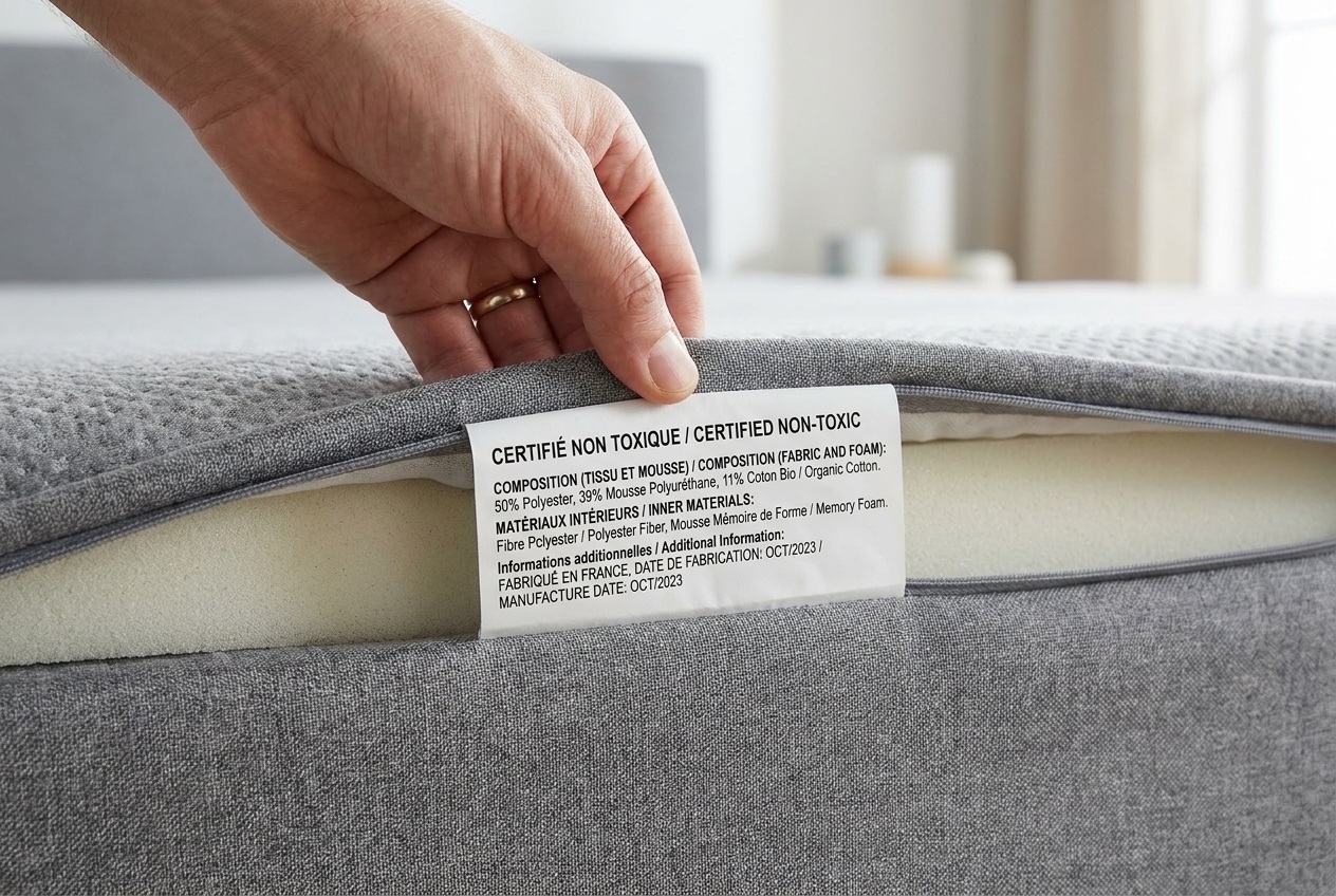 Main consultant l'étiquette de composition et de certification d'un matelas